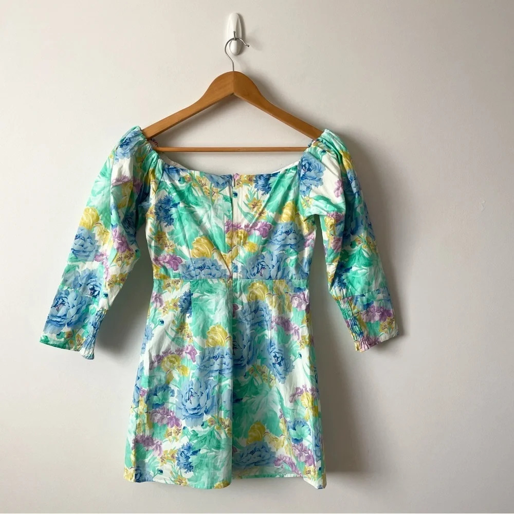 Zara Floral Poplin Sweetheart Mini Dress Blogger Fav Size Small - Picture 9 of 11